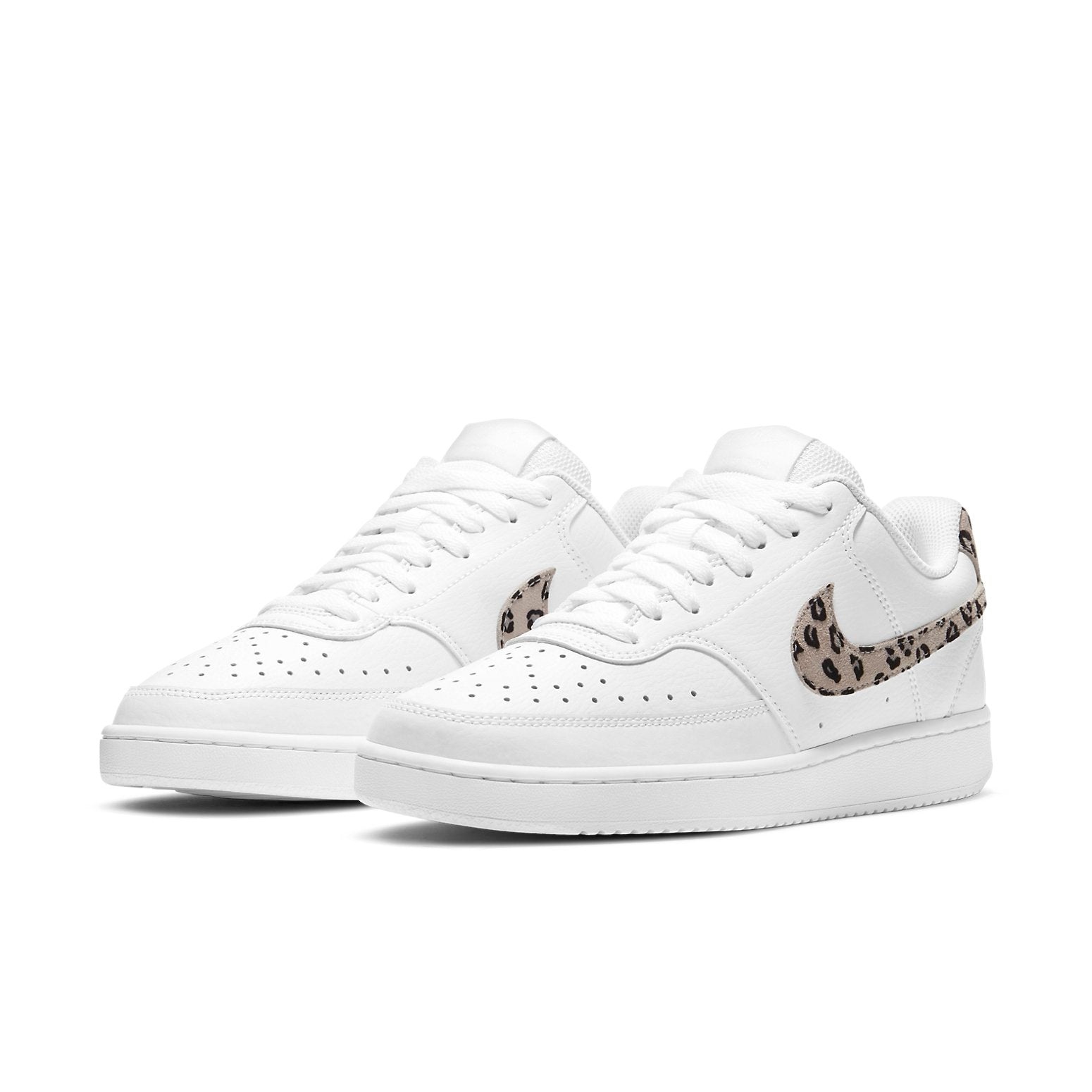 (WMNS) Nike Court Vision Low 'Leopard Swoosh - White' DD9665-100 - 3