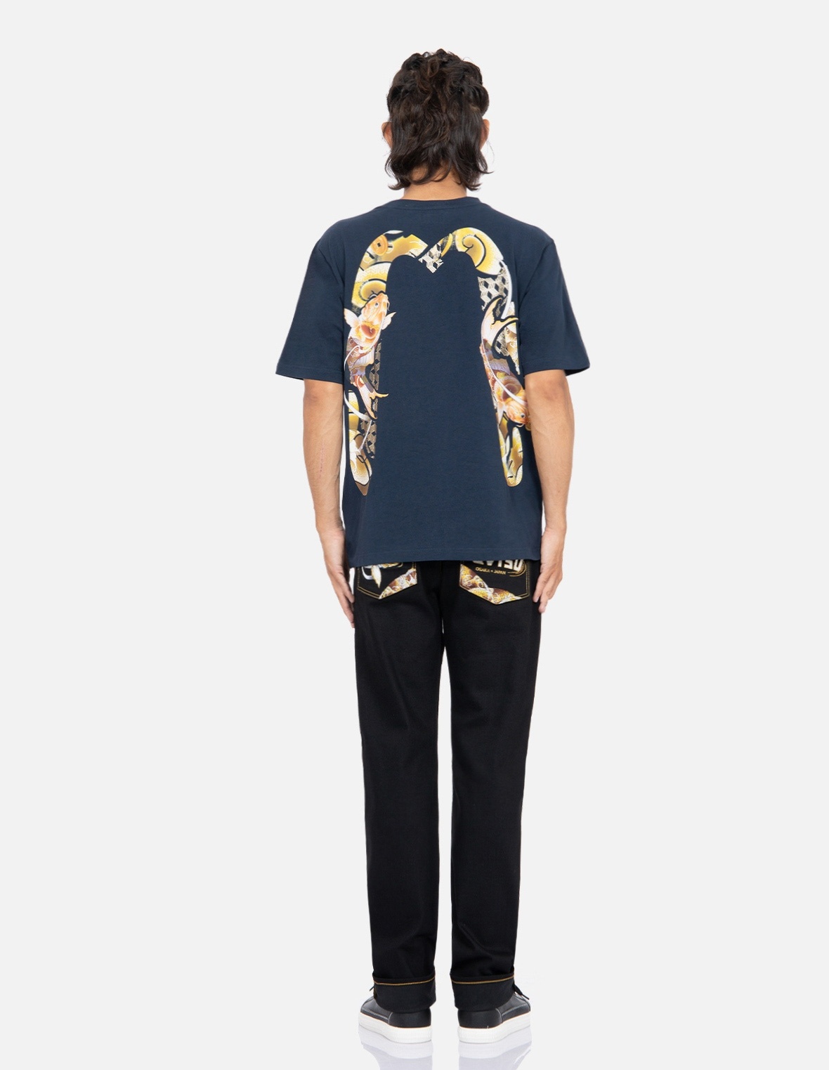 TATTOO KOI AND LOGO EMBROIDERY SLIM-FIT JEANS #2010 - 5