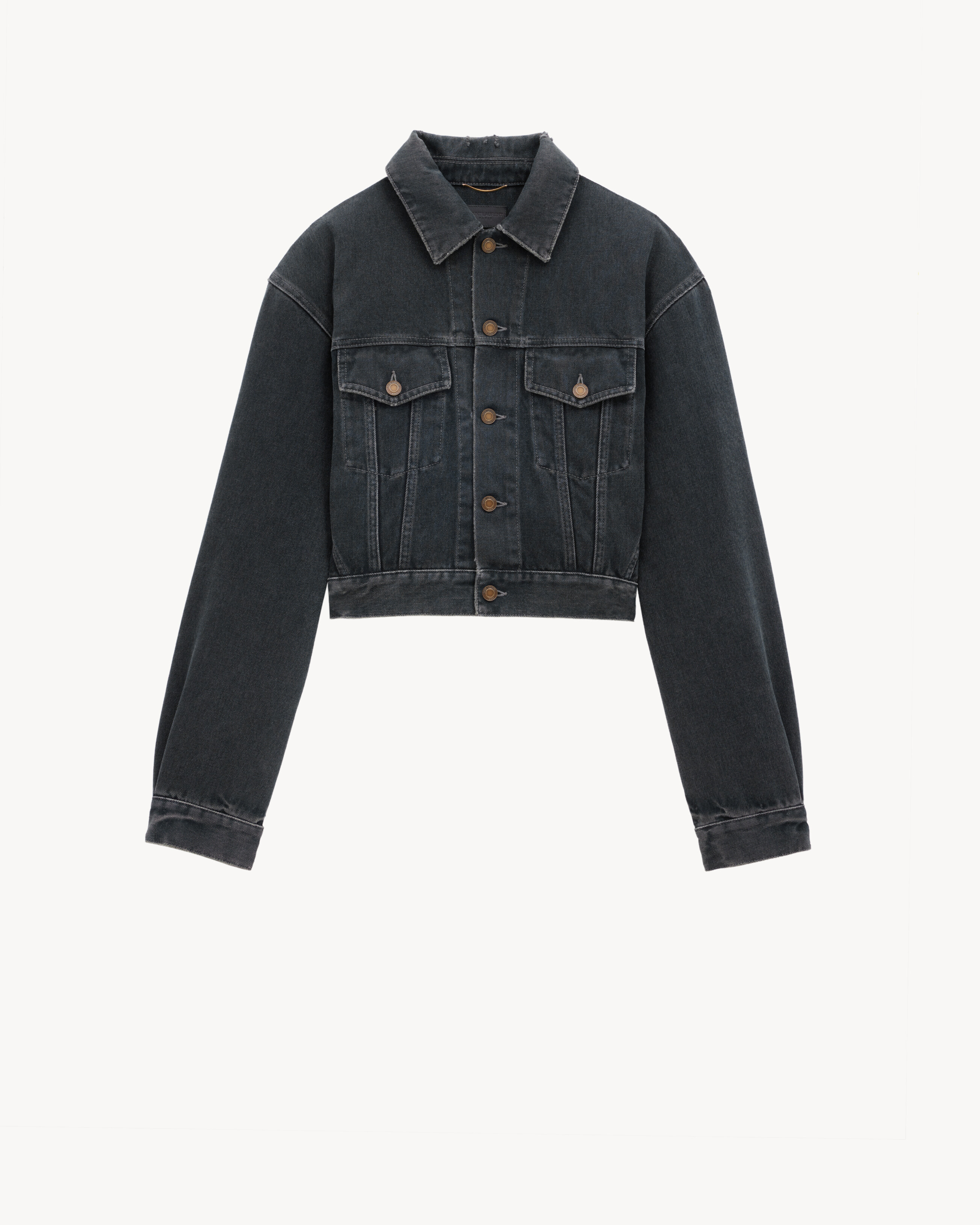 80's jacket in dark blue black denim - 1
