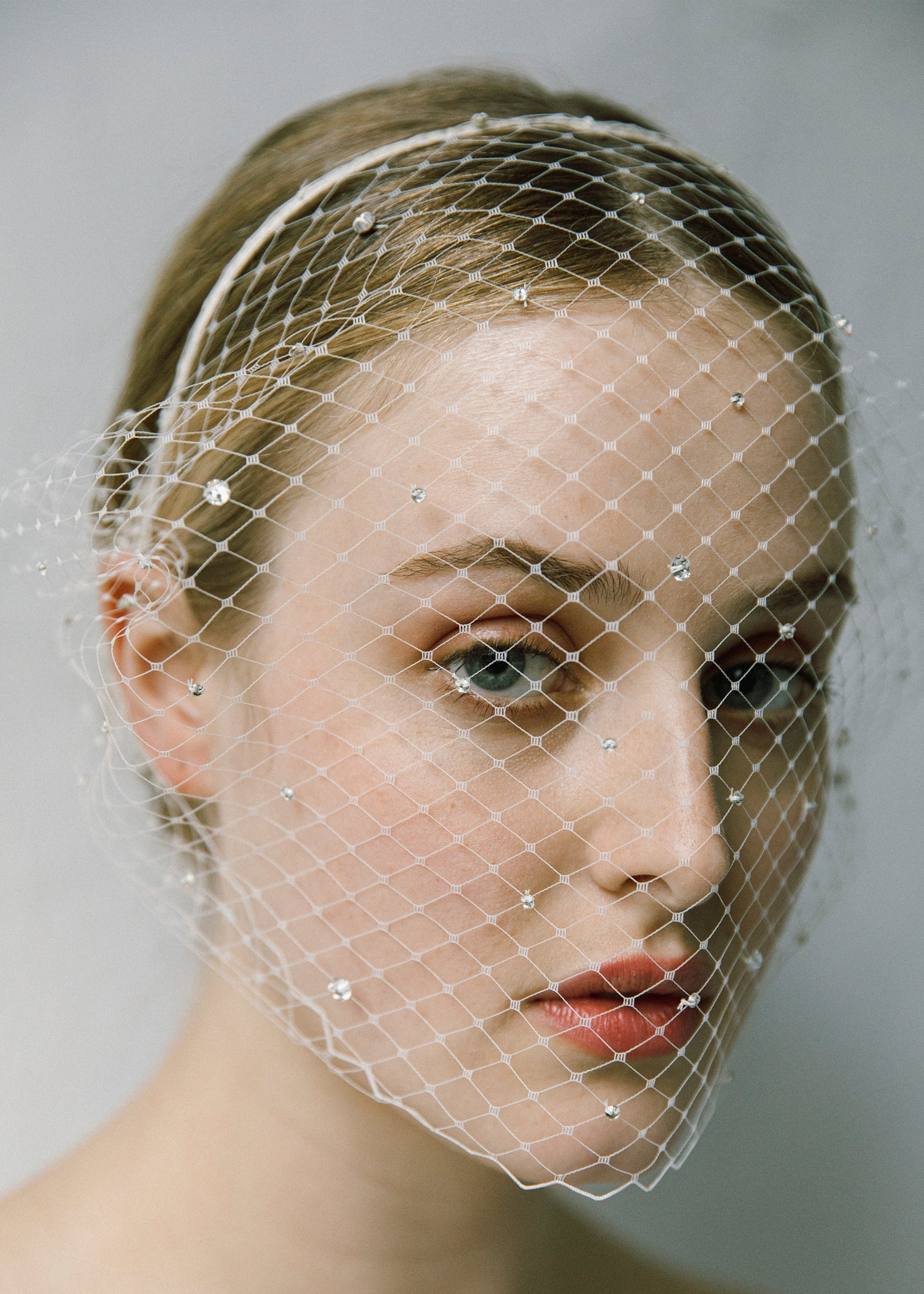 Voilette Headband with Scattered Crystals - 2