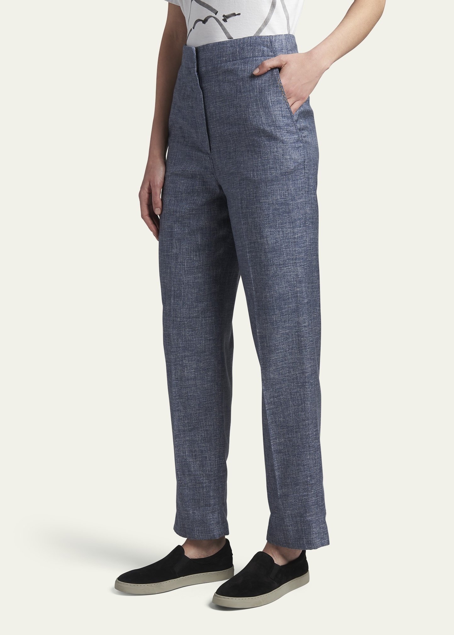 Denim-Effect Silk Pants - 3