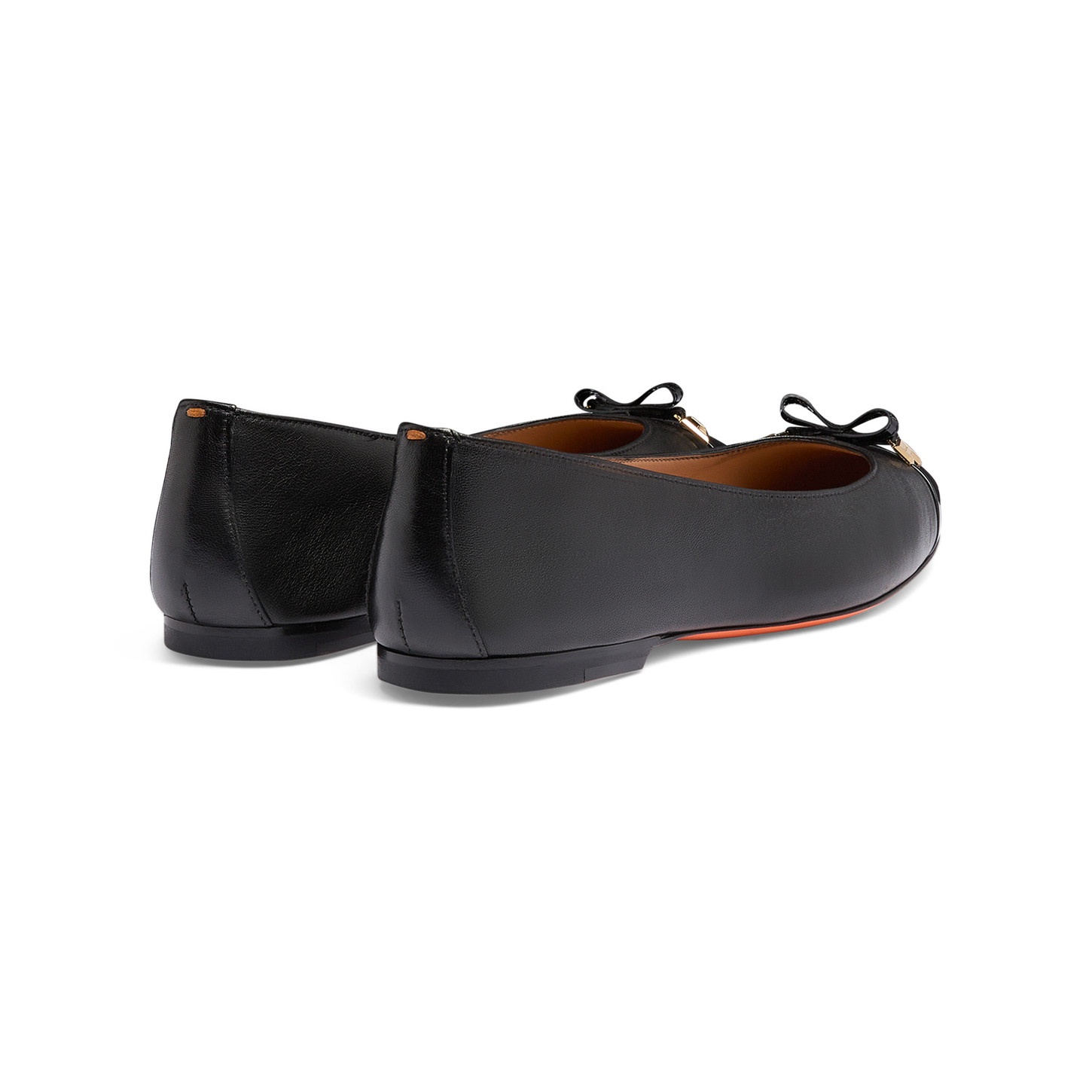 Women's black leather and patent leather ballet flat - 4