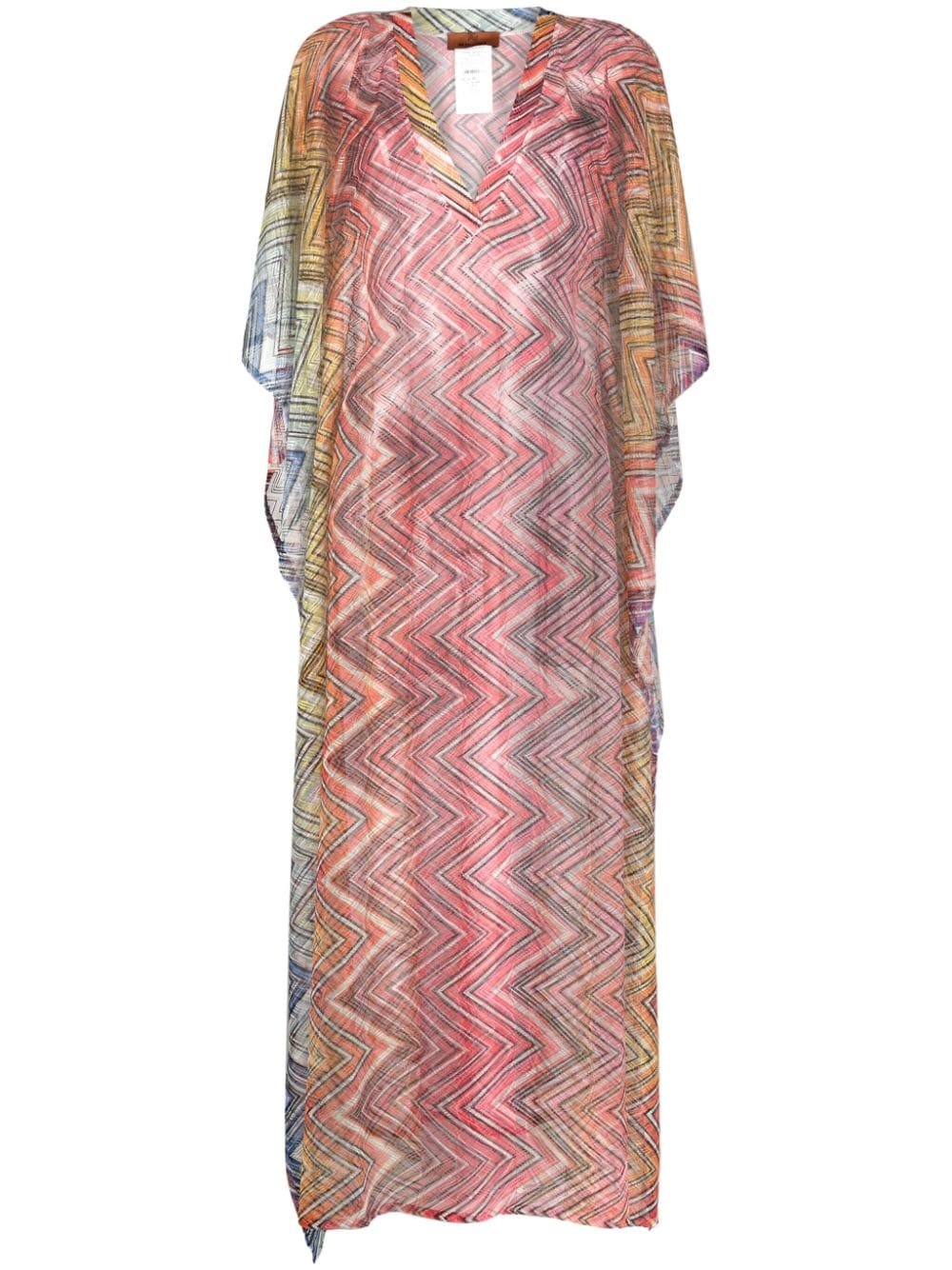 zigzag semi-sheer kaftan dress - 1