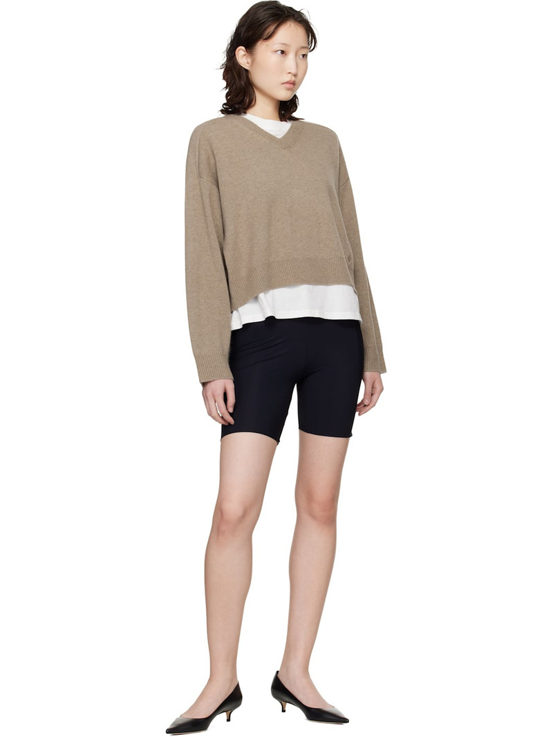 Loulou de Saison Taupe Anzor LDS Cashmere V Neck Sweater outlook
