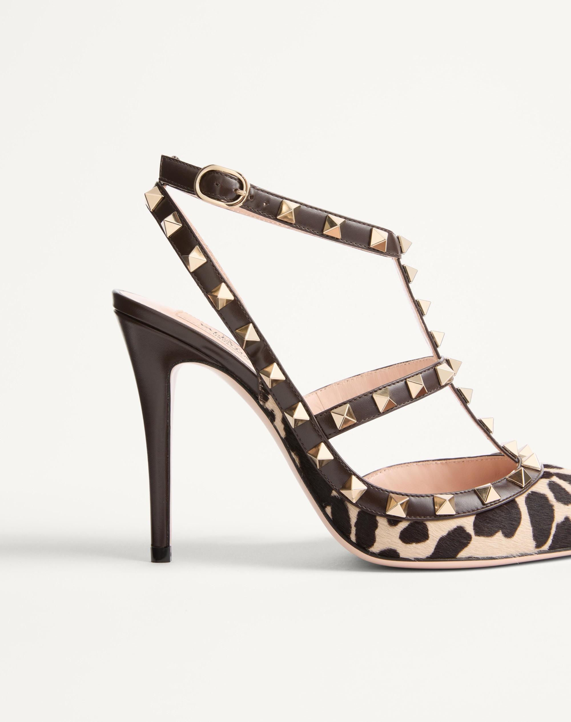 ROCKSTUD PUMPS WITH STRAPS IN PONY-EFFECT CALFSKIN 100MM - 7
