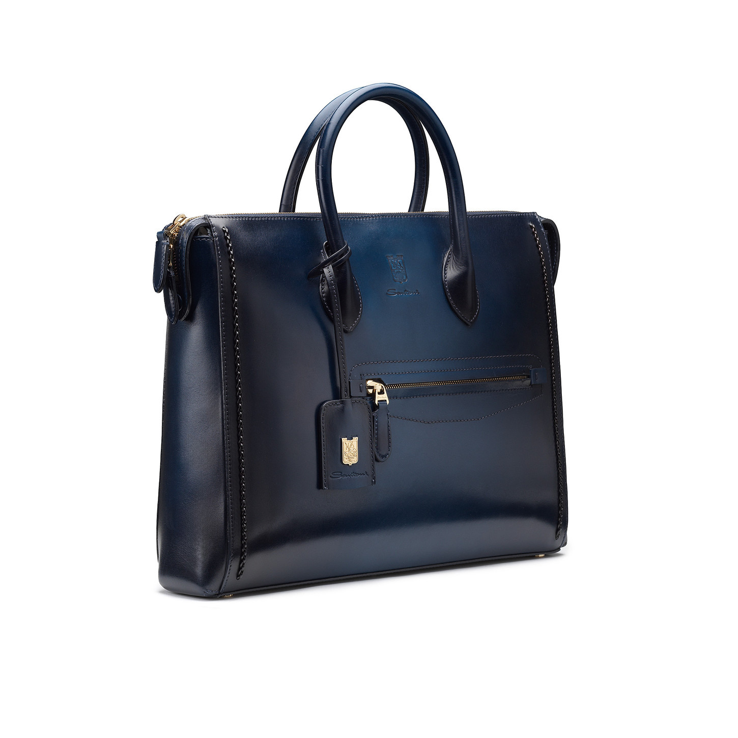 Blue leather Meraviglia Collection laptop bag - 2