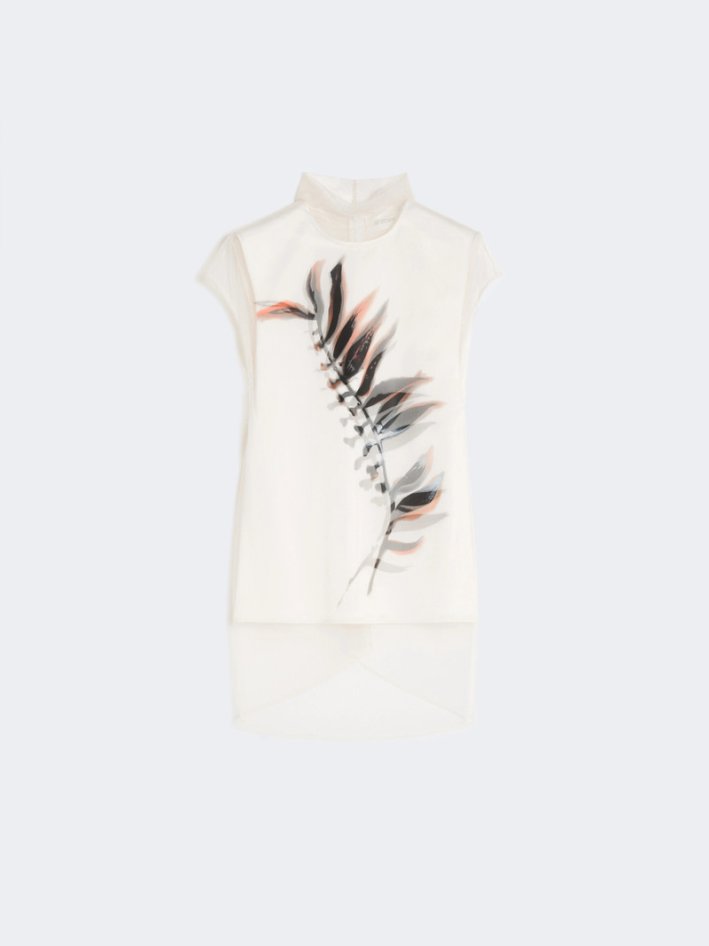 GENERO Sleeveless double-layer satin and tulle top - WHITE 1