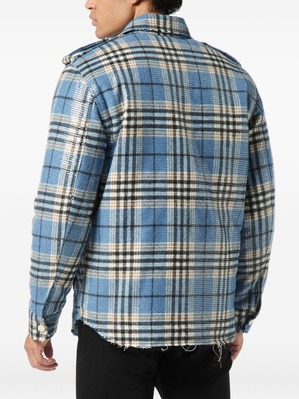 sequin-embellished plaid shirt - 3