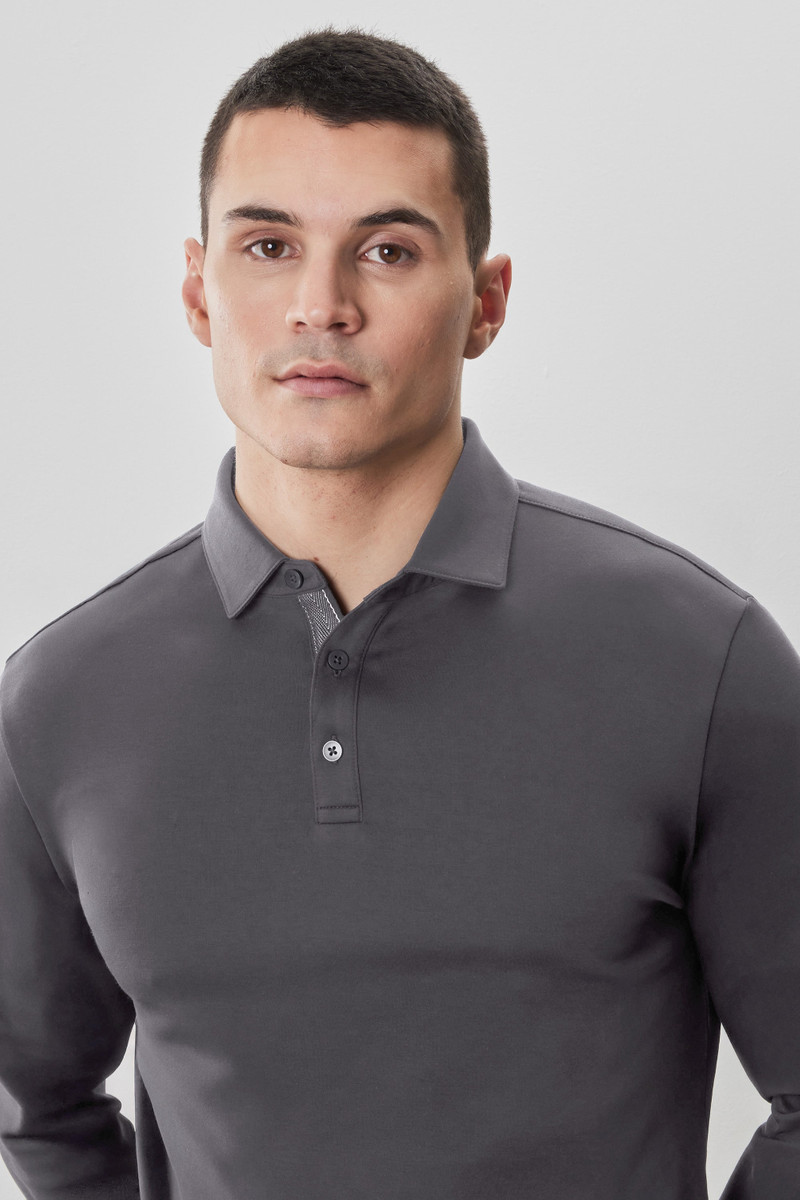 The Barakett Long Sleeve Herringbone Polo 2
