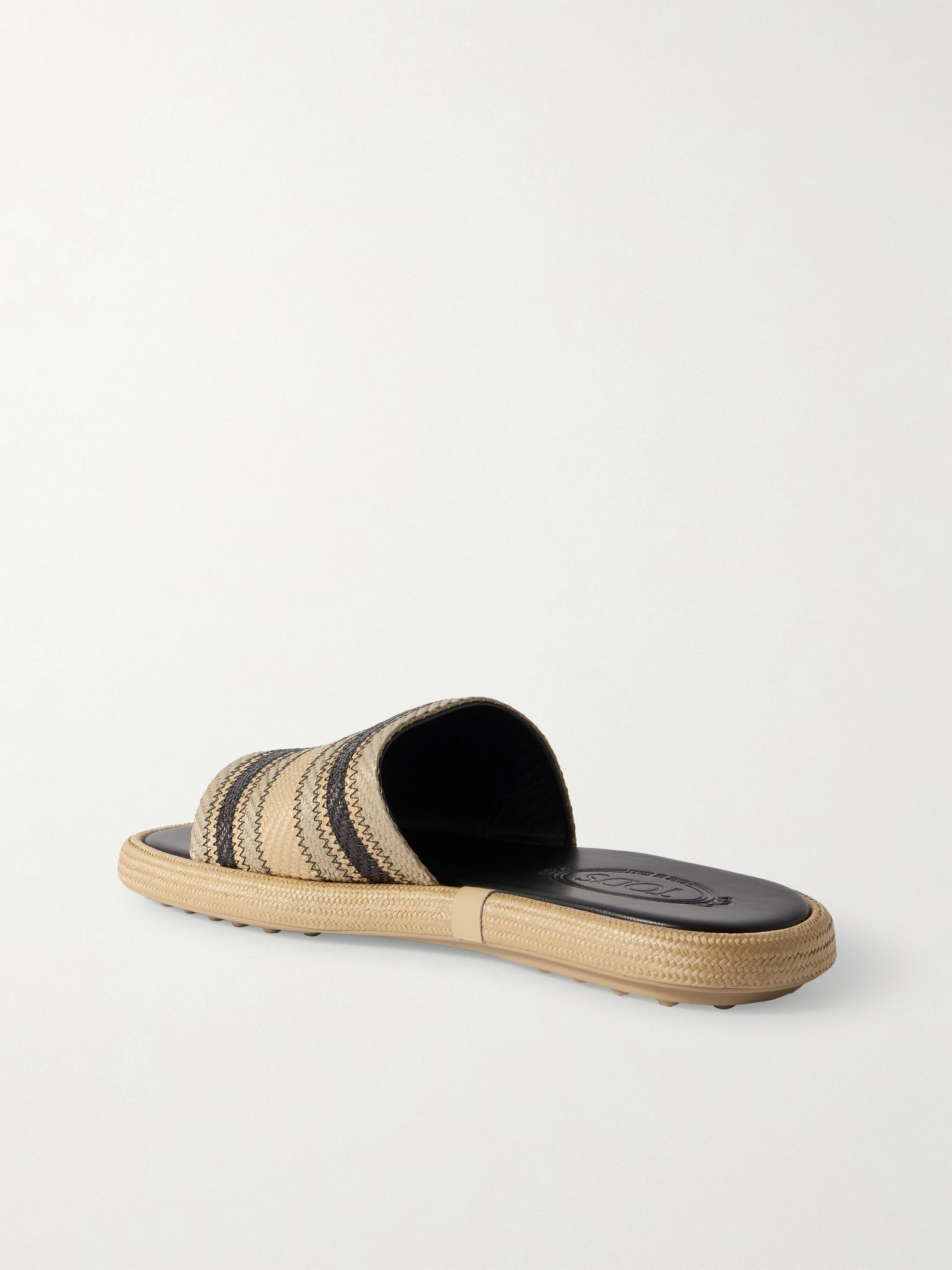 Striped raffia slides Beige - 3