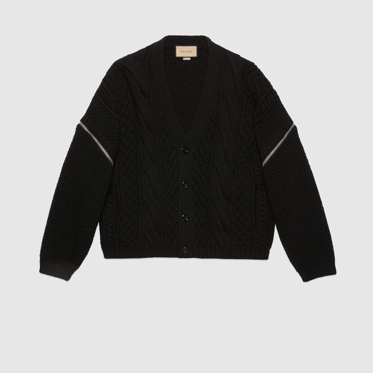 Cable knit cardigan with detachable sleeves - 1