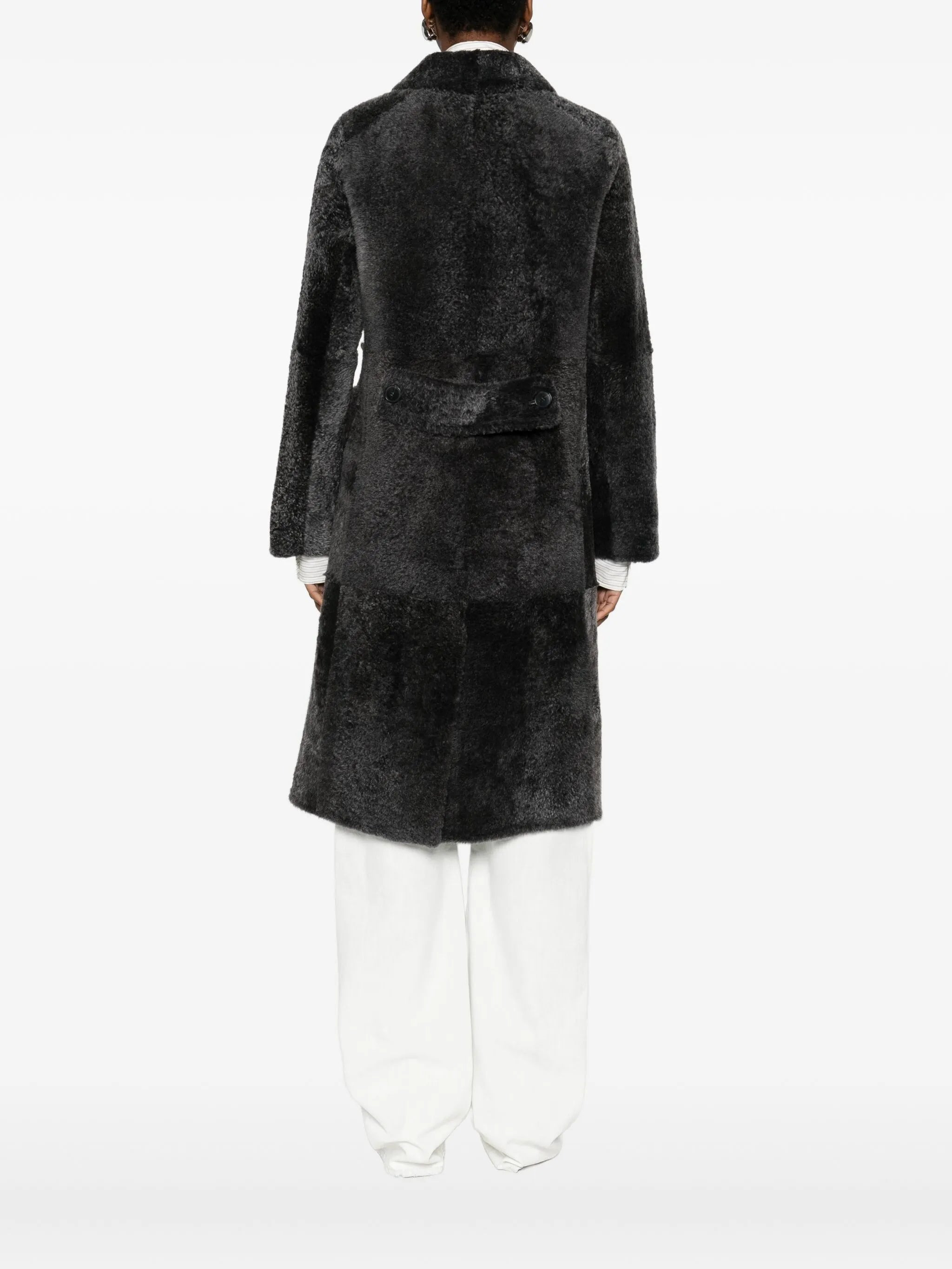 Yves Salomon Sheepskin Double-breasted Pocketed Coat - 2