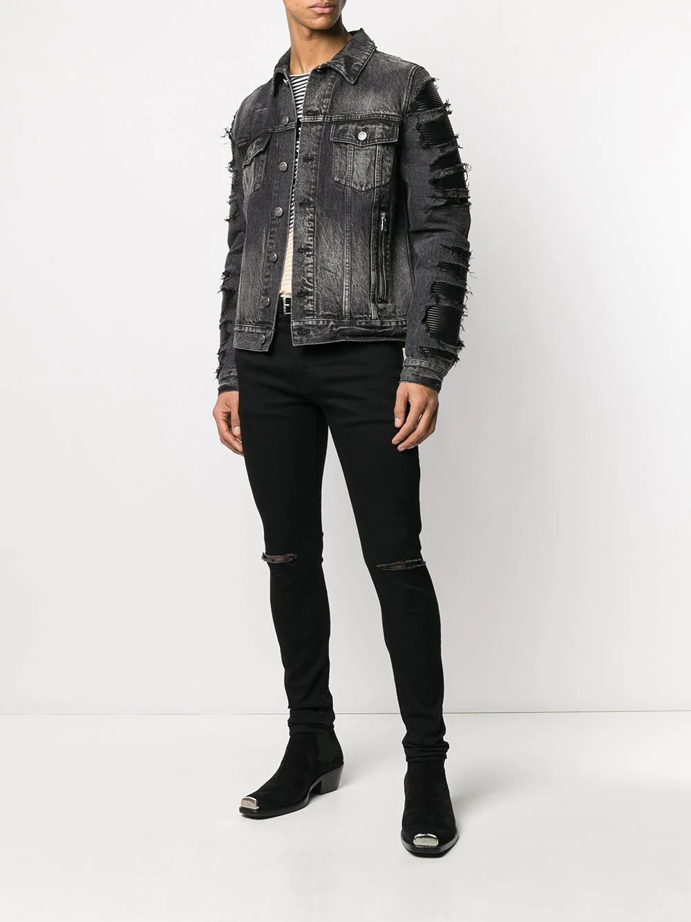 distressed denim jacket - 2