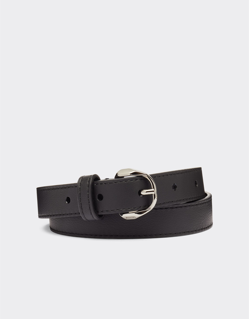 Thin leather belt with Prancing Horse detail 1