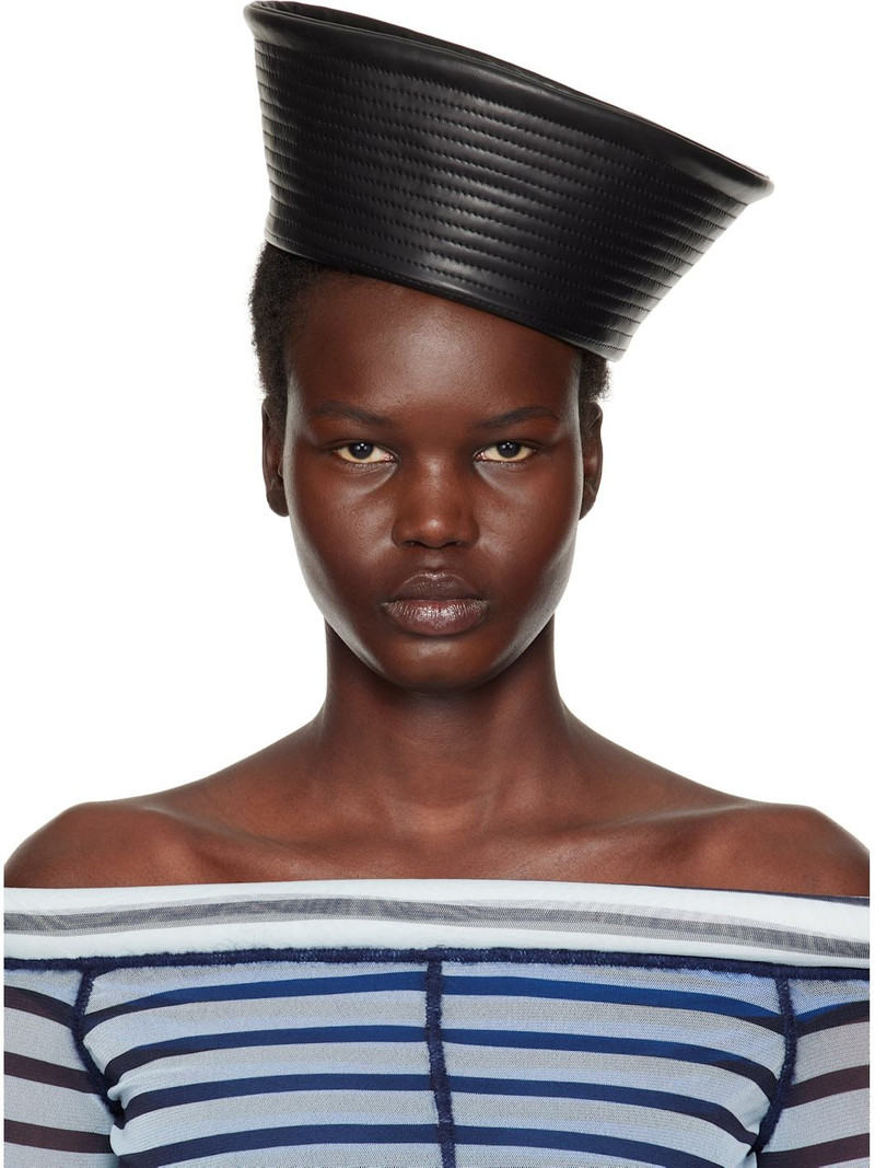 Black 'The Leather Sailor' Hat 1