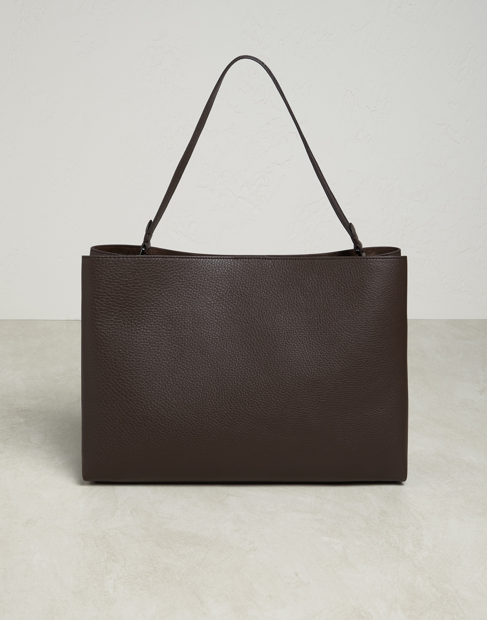 Texture calfskin shopper bag with shiny strap - 2