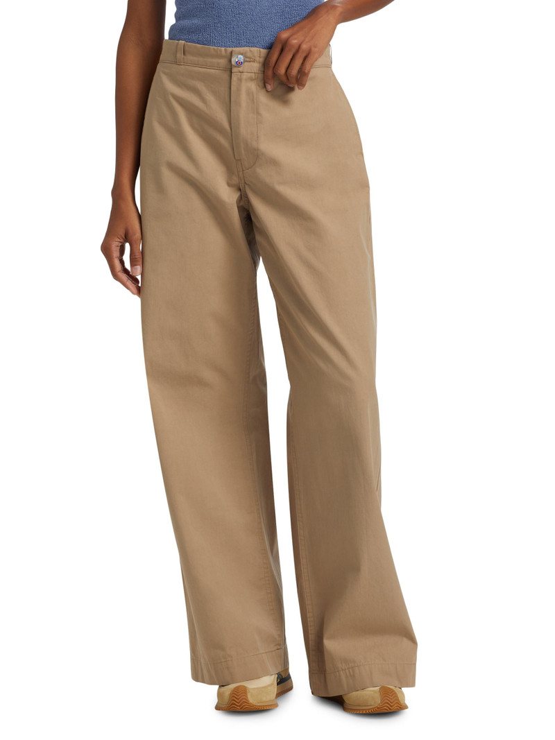 Women's Silvano Cotton Mid-Rise Wide Leg Pants - Khaki 3