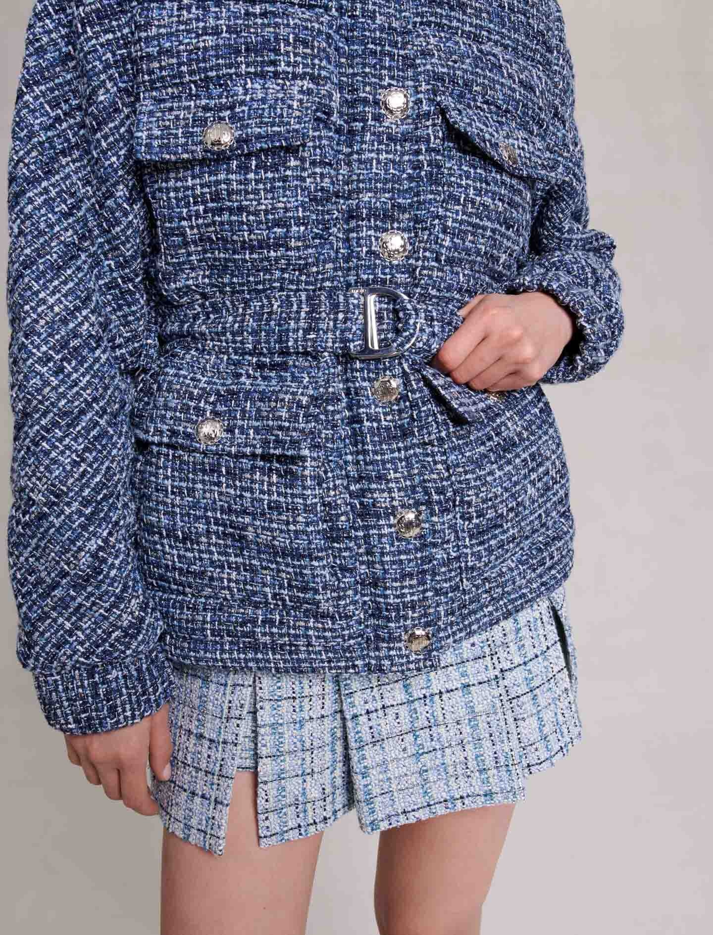 Quilted tweed puffer jacket - 8