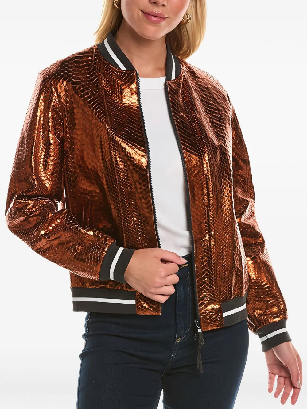 metallic-effect bomber jacket - 1