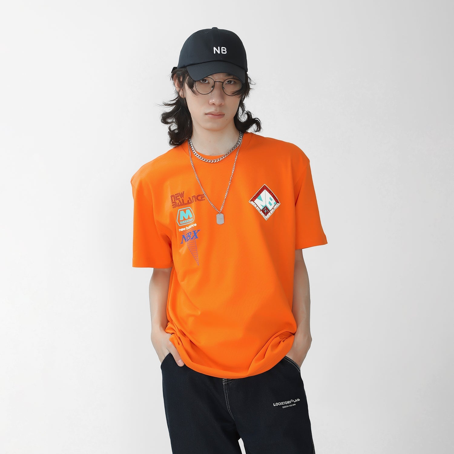 New Balance x Salehe Bembury Unisex Printing Logo Round-neck Tee Orange MT11563-VRO - 3
