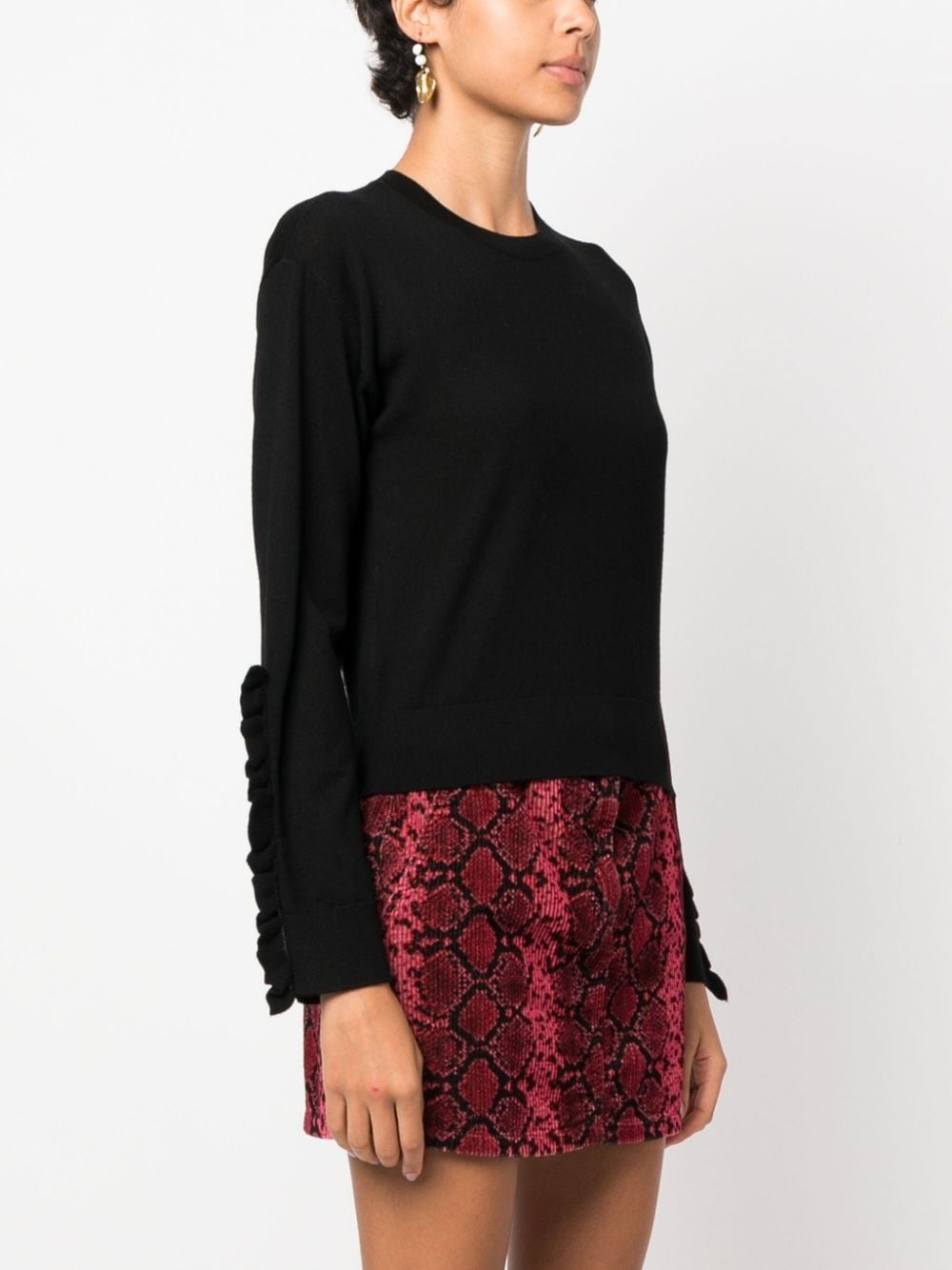 ruffled long-sleeve wool jumper - 3