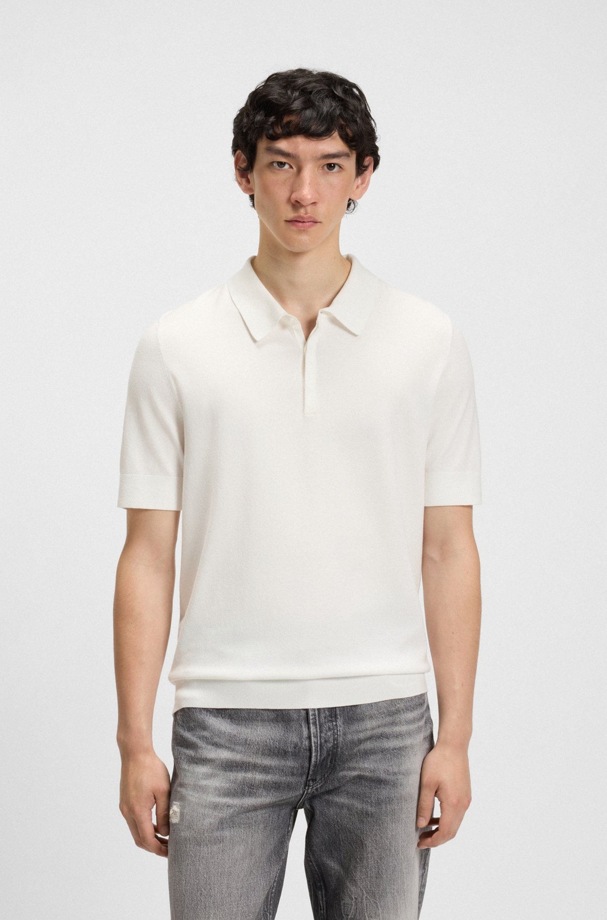 KNIT POLO WITH COVERED PLACKET - 2