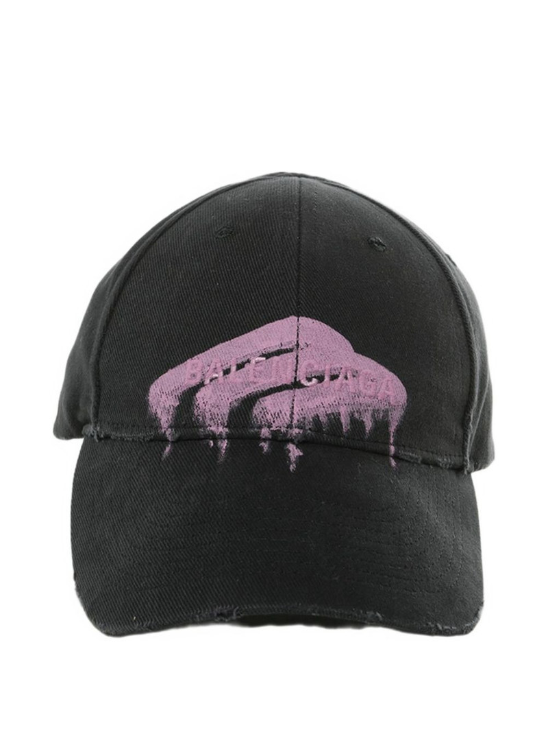 distressed logo-print cap 1