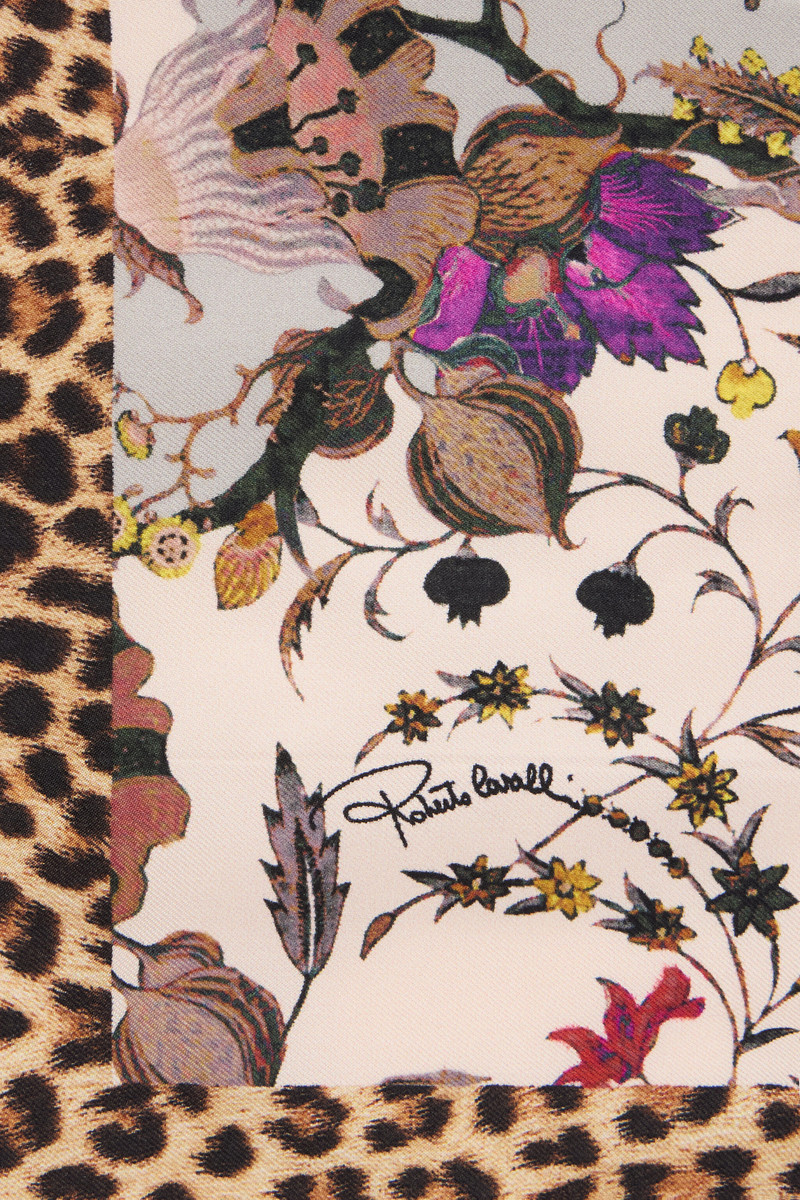 Roberto Cavalli Silk scarf with Florentine Flowers print outlook