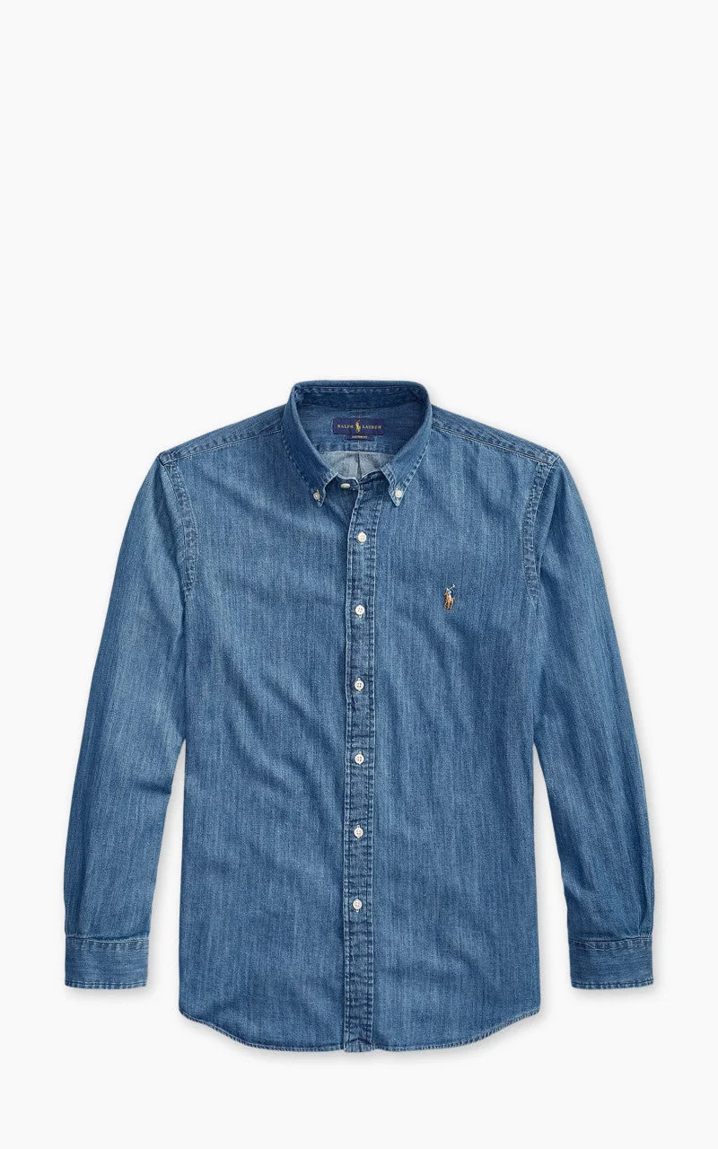 POLO RALPH LAUREN CUSTOM FIT DENIM SHIRT BLUE - 1