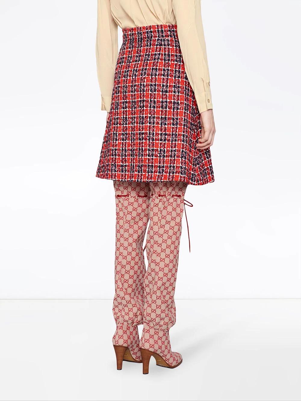 Tweed check A-line skirt - 4