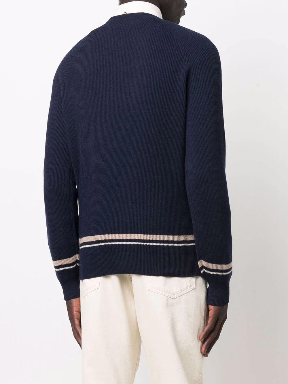 stripe-detail round neck jumper - 4