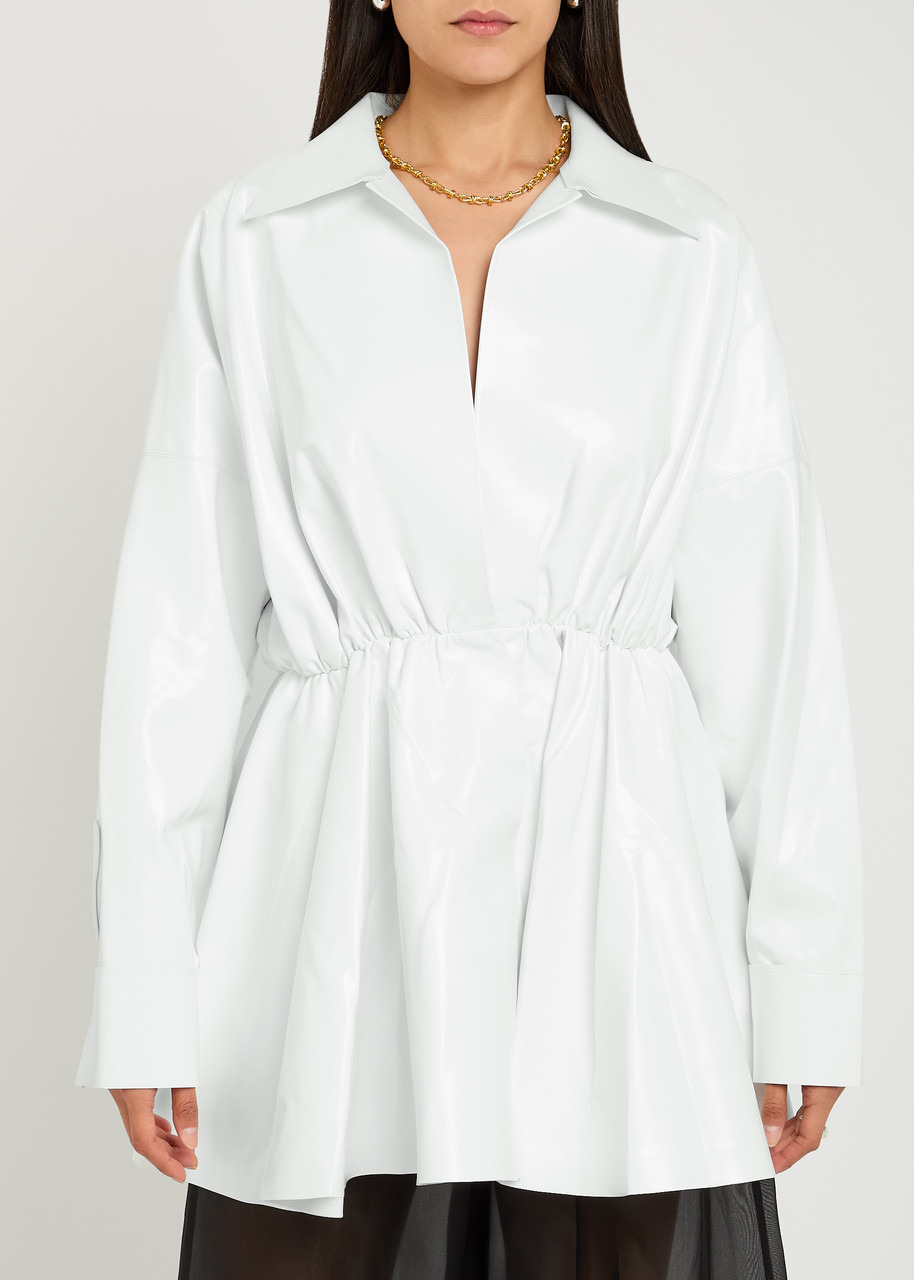 Norma Kamali Faux Patent Leather Mini Shirt Dress - 2