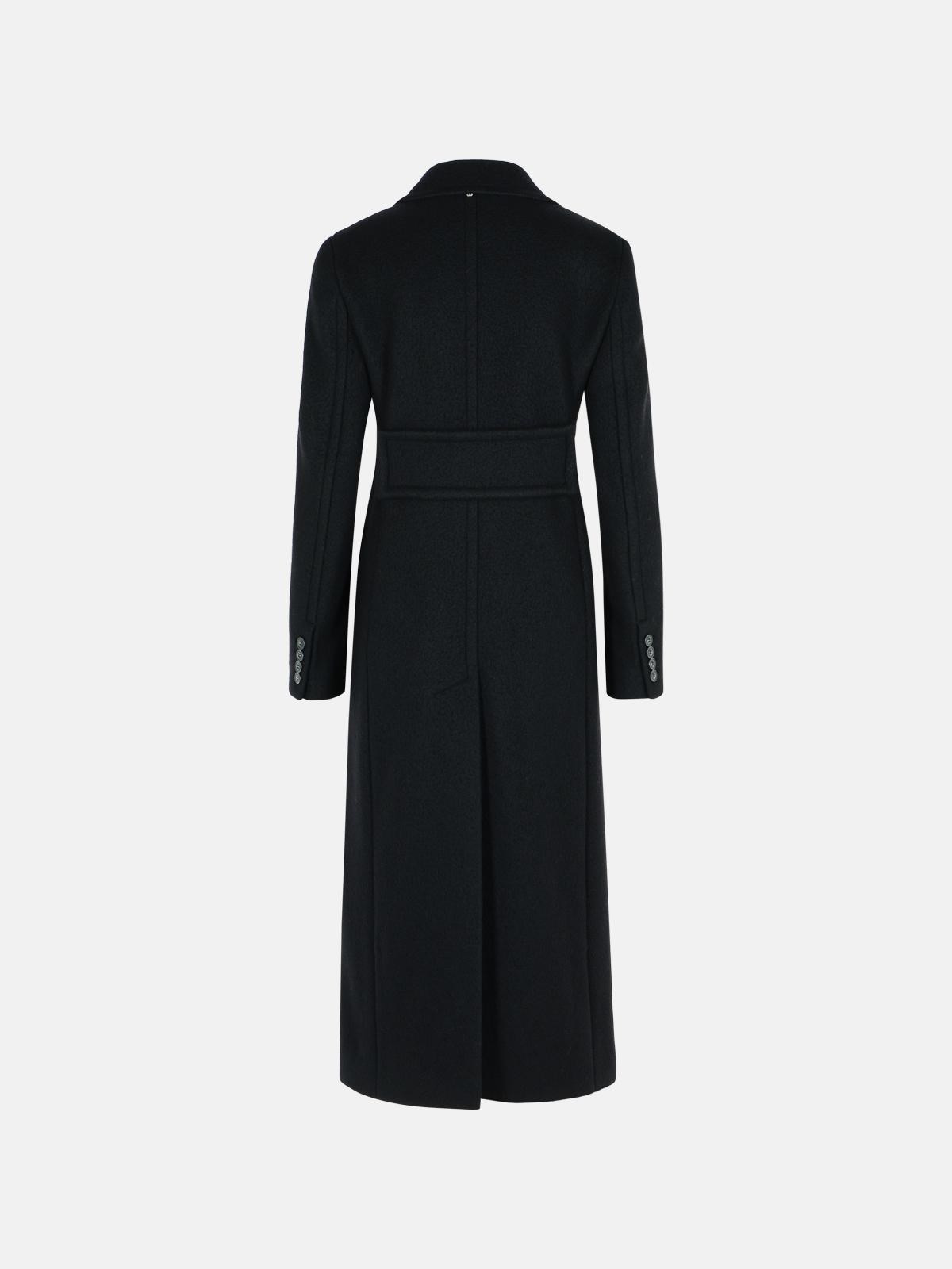 DOUBLE-BREASTED 'COMUNE' BLACK VIRGIN WOOL COAT - 3