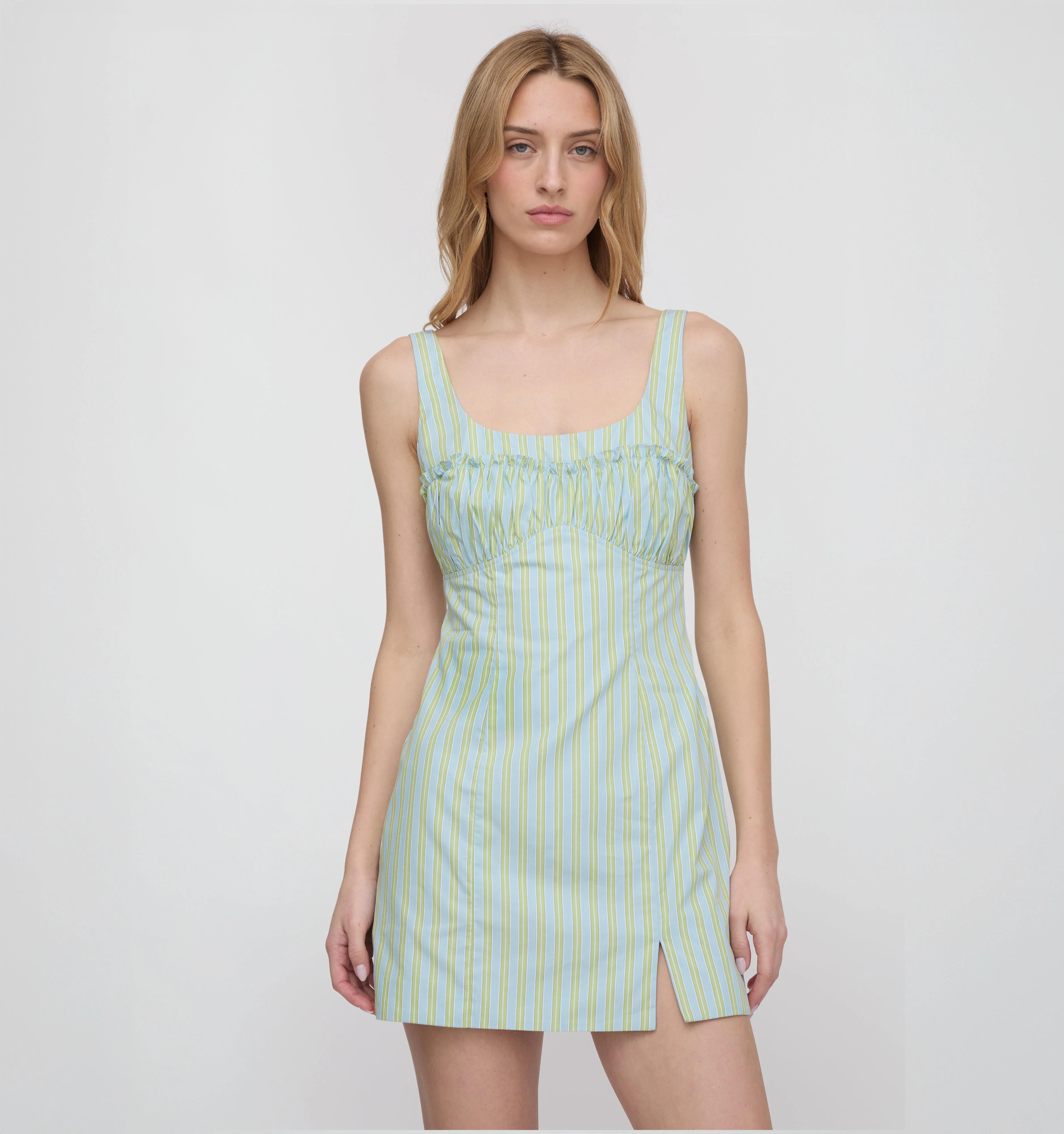 The Eviana Dress - Blue/Green Stripe - 1