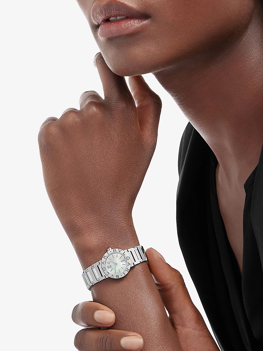 BBL23WSS BVLGARI BVLGARI stainless-steel and 0.196ct brilliant-cut diamond quartz watch - 2