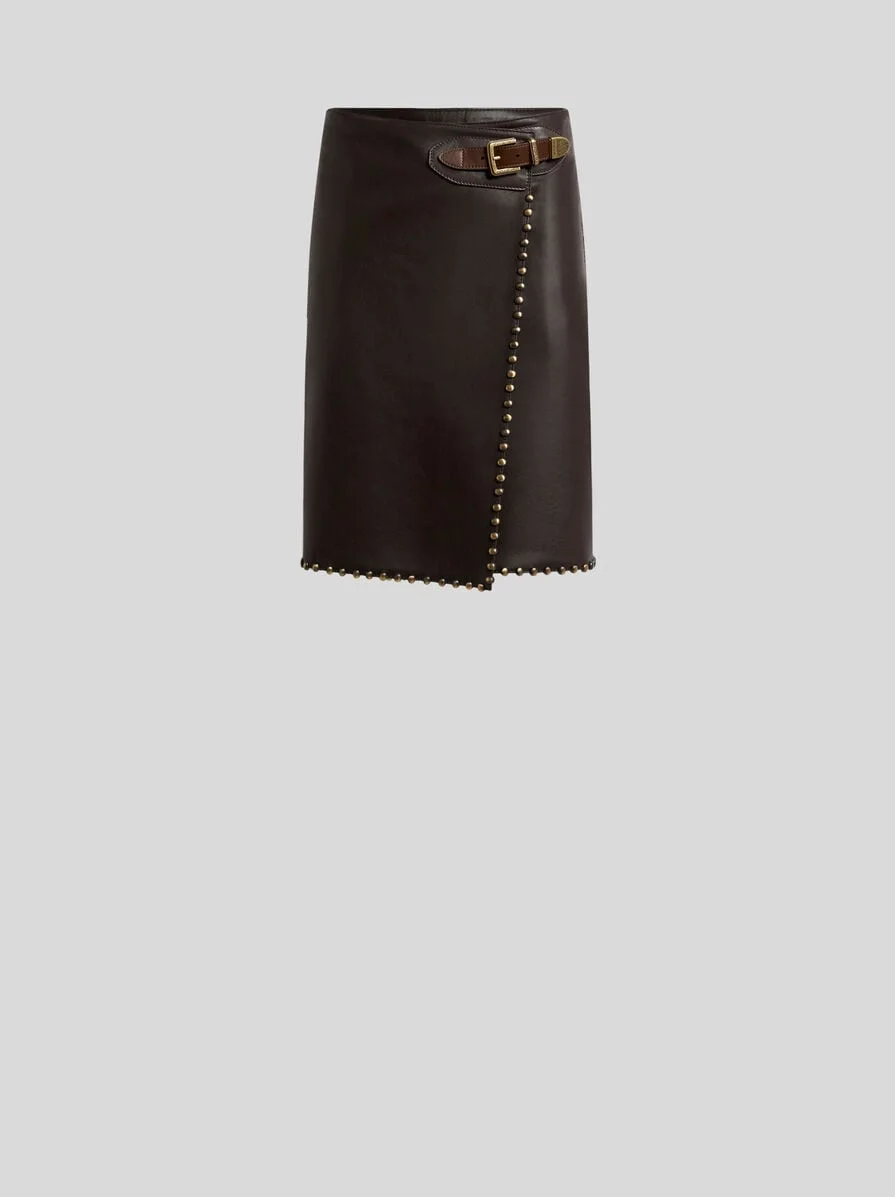 SHORT LEATHER SKIRT WITH STUDS - 1