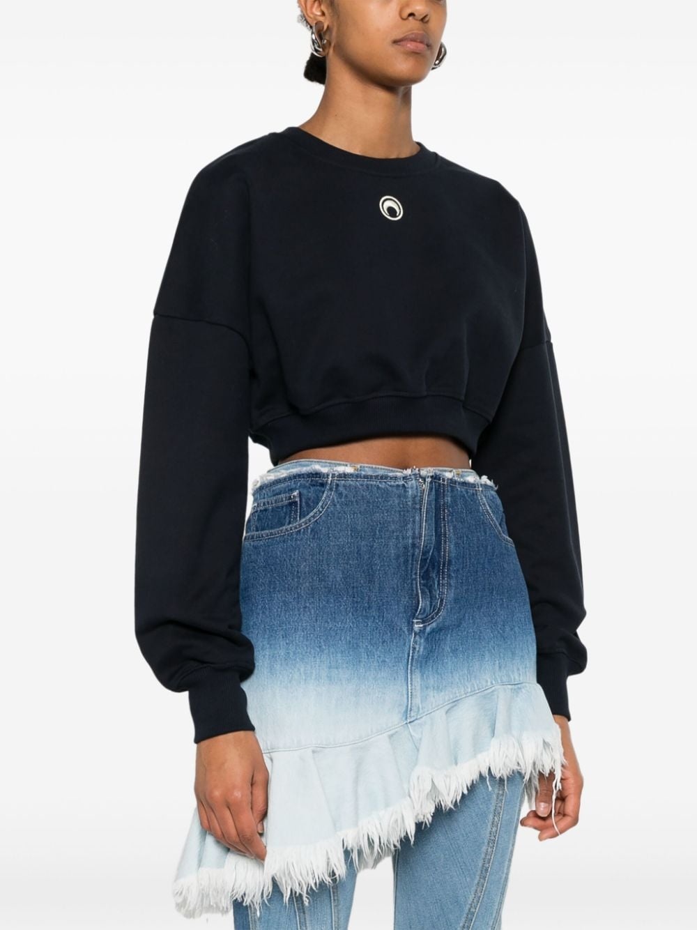 Moon-logo cropped sweatshirt - 3