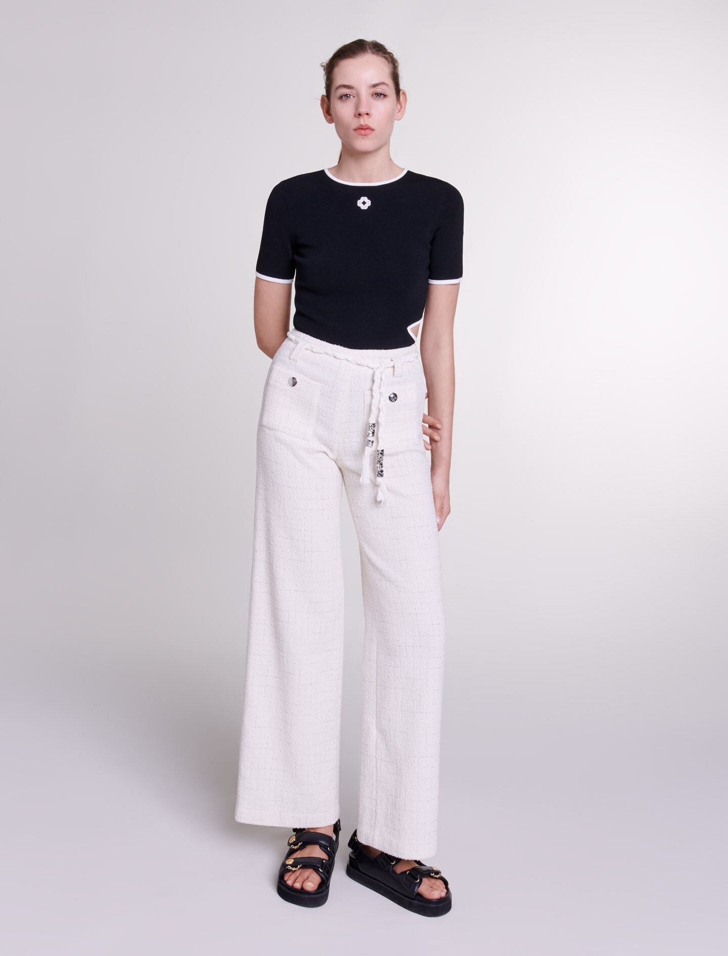 Metallic thread tweed trousers - 2