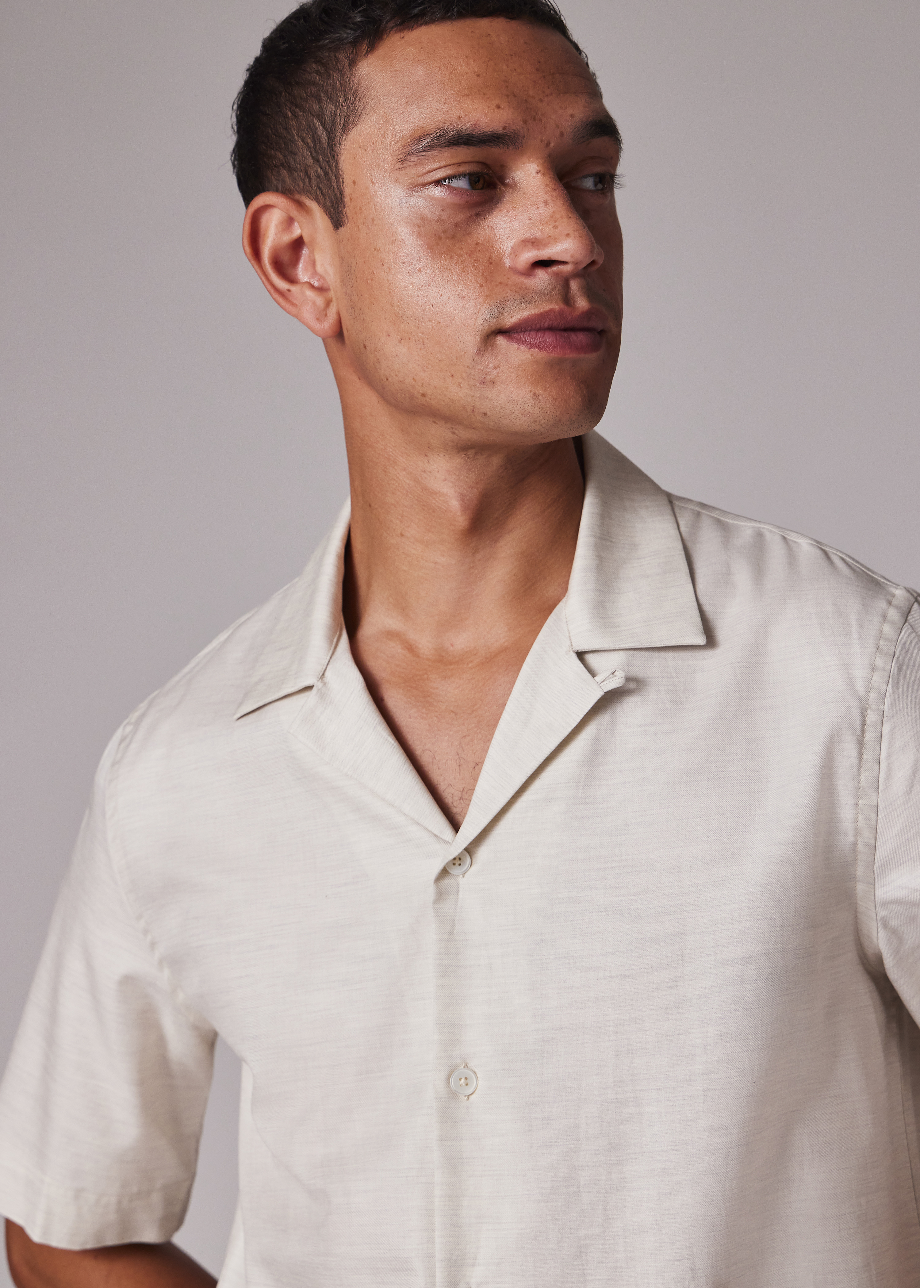 Cream Brushed Cotton-Twill Short-Sleeve Shirt - 4