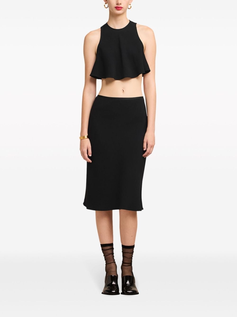 flared cropped blouse - 2