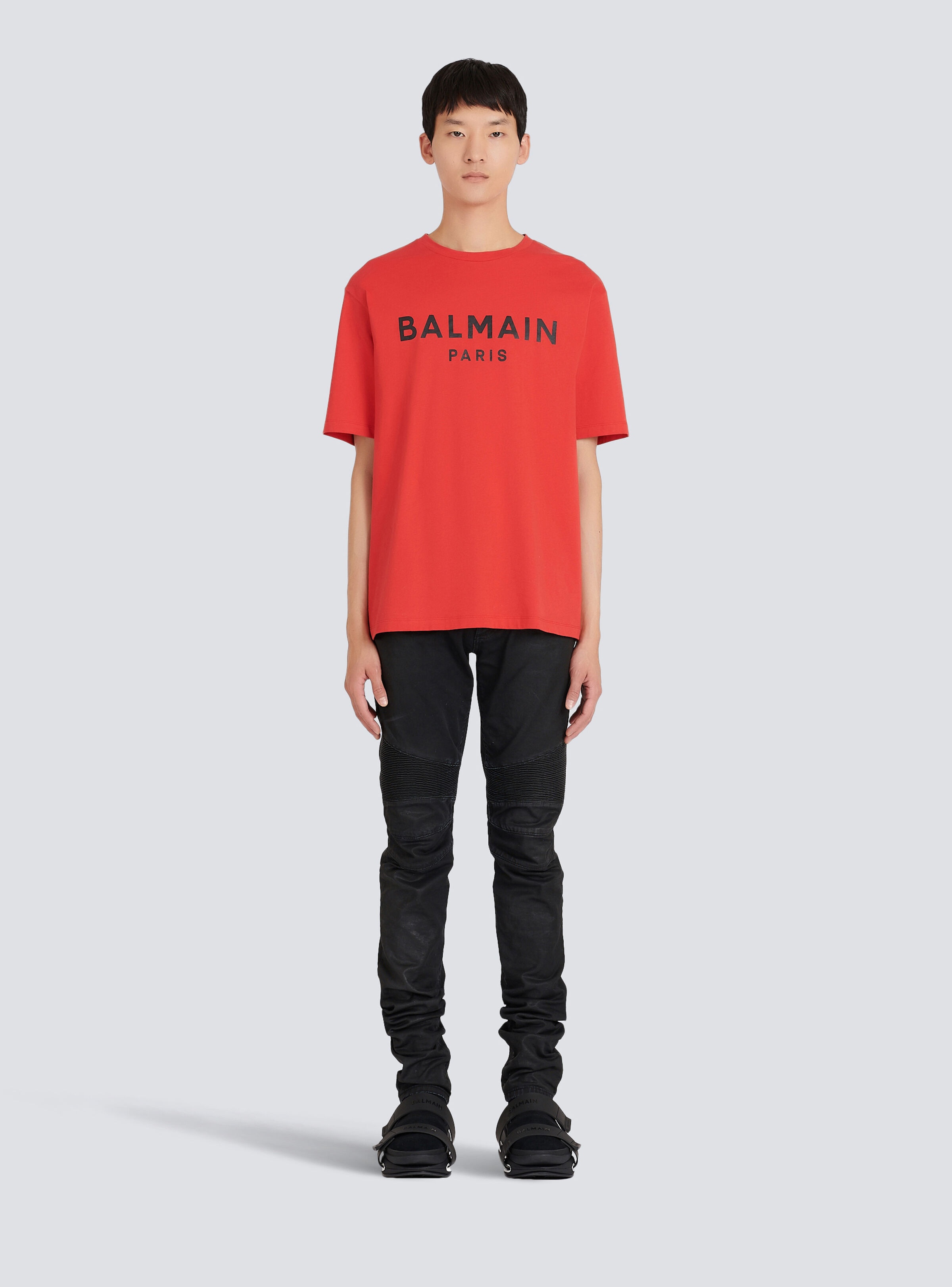 Eco-designed cotton T-shirt with Balmain Paris logo print - 3