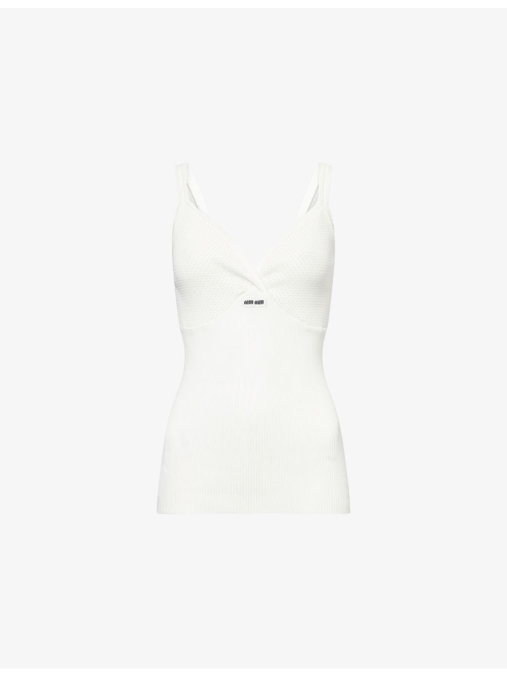 Ribbed Shoulder-Straps Cotton Top - 1