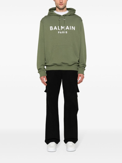 Balmain logo-print cotton hoodie outlook