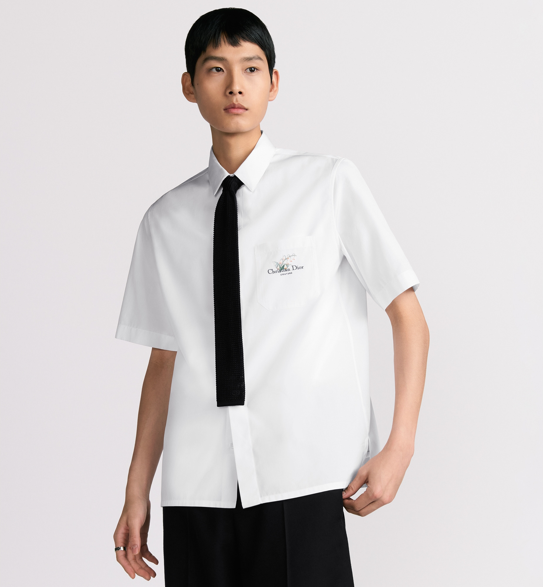 Short-Sleeved Shirt with Christian Dior Couture Lily of the Valley Embroidery - 2