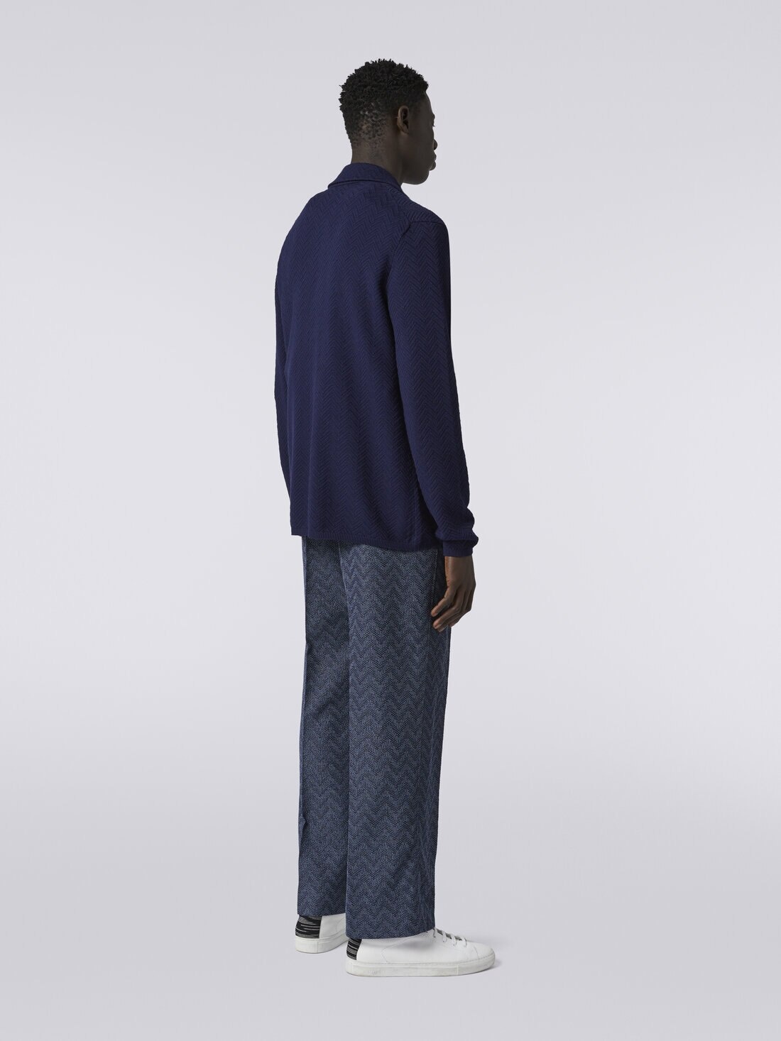 Straight cotton knit chevron trousers - 4
