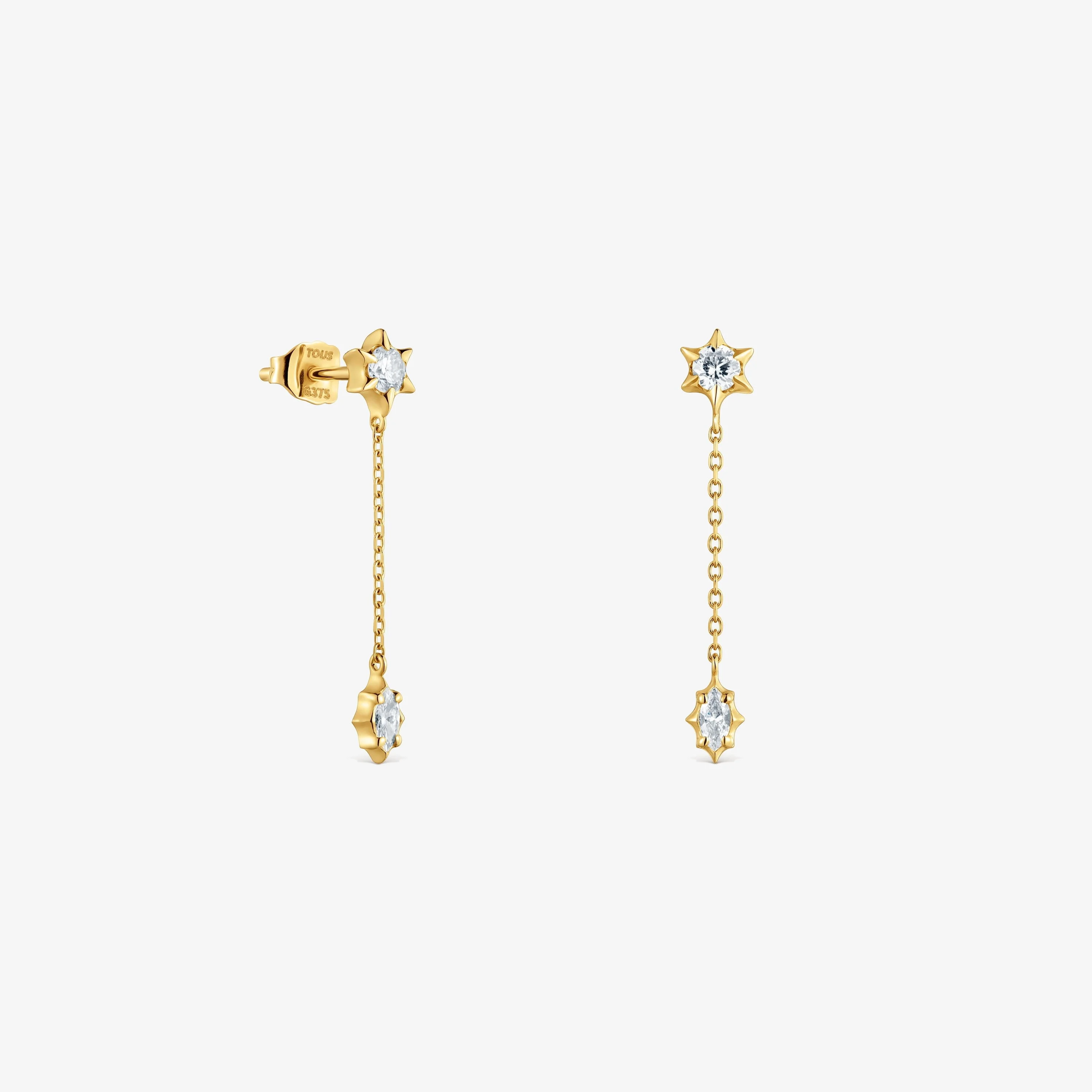 Long 9kt gold and lab-grown diamond Earrings TOUS Irisé LGD - 1