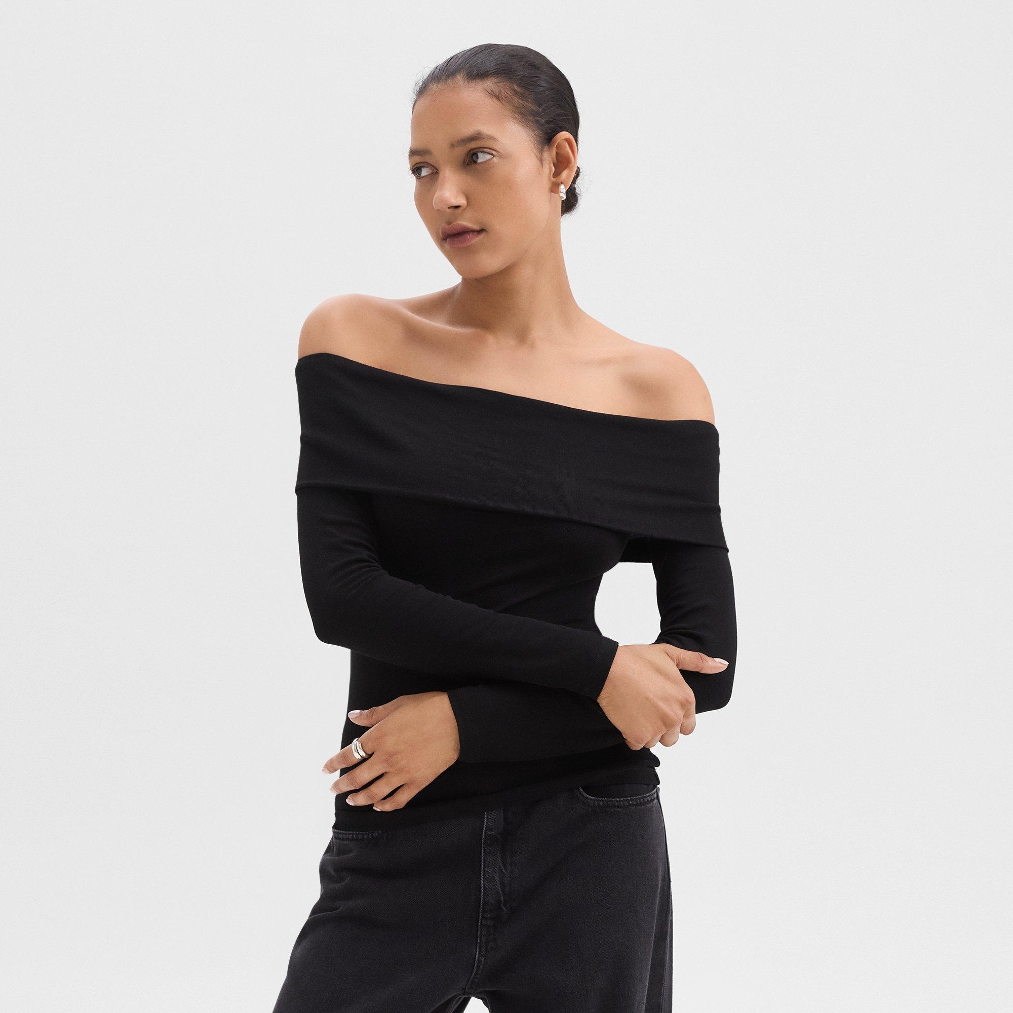 Off-the-Shoulder Top in Ribbed Viscose - 2