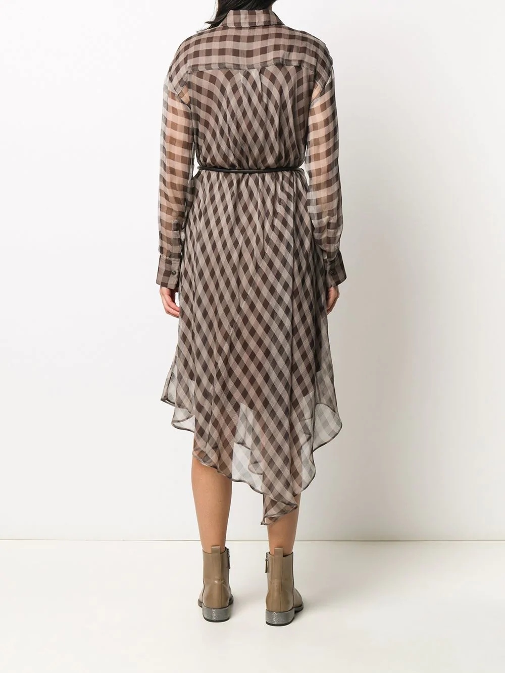 sheer checked dress - 4