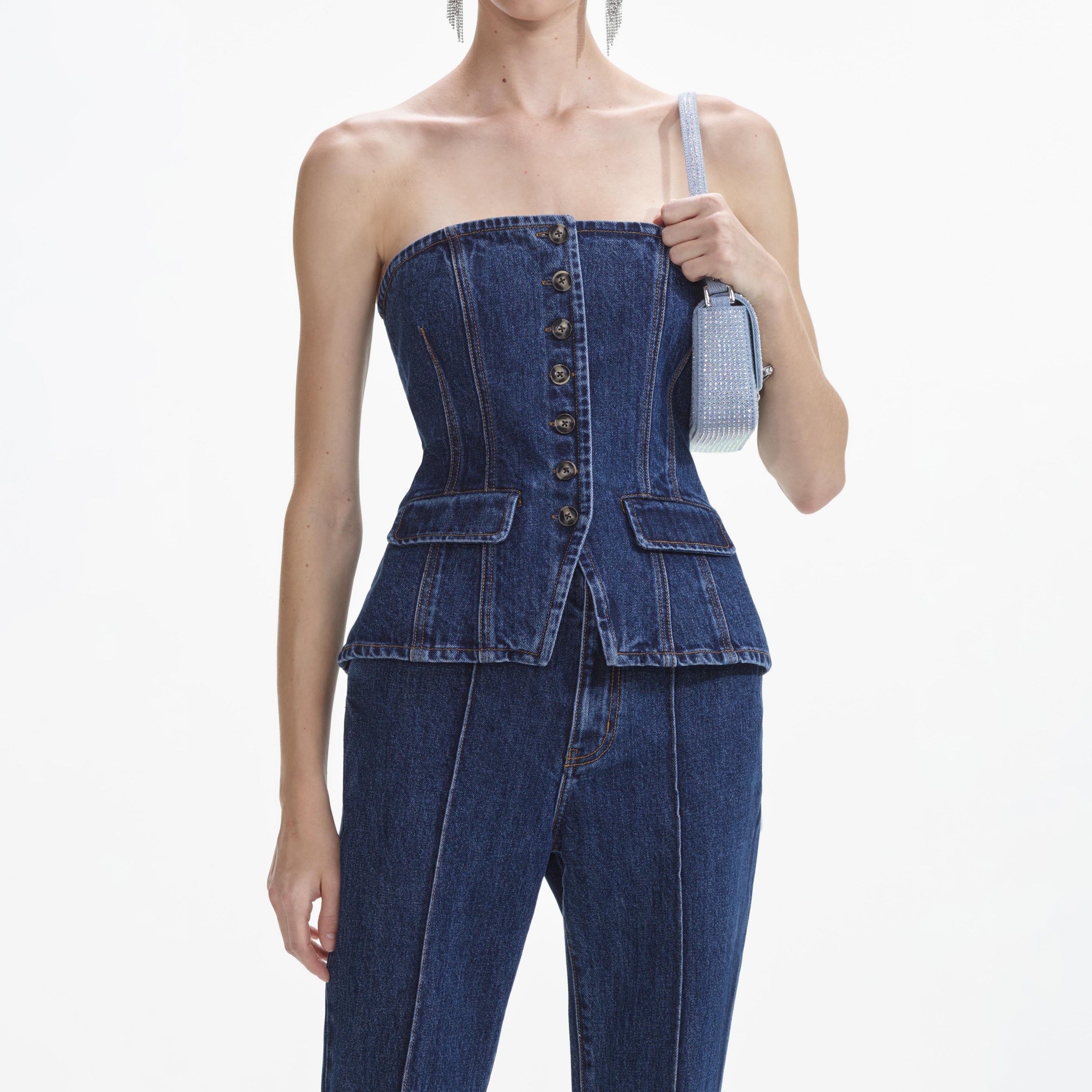 Denim Bandeau Jumpsuit - 4