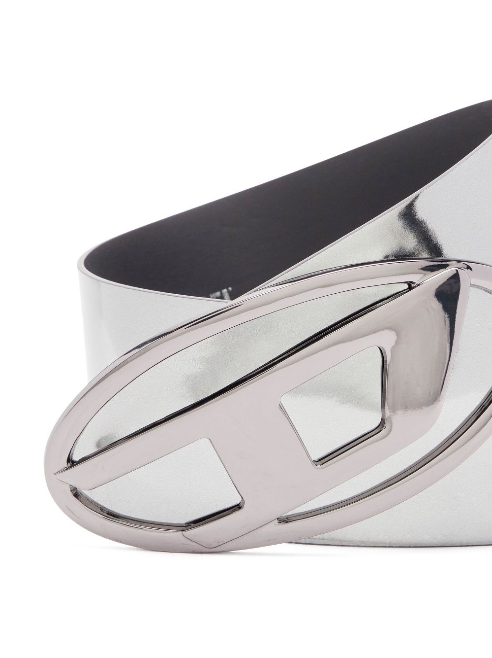 metallic logo-plaque leather belt - 3